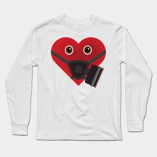 Masked Heart - Half Respirator Long Sleeve T-Shirt